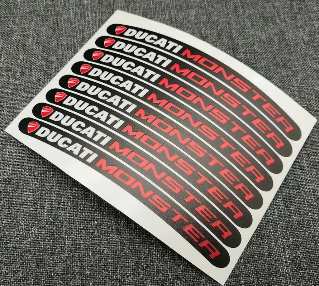 8 Pcs Ducati Monster Motorcycle Stickers Wheel Rim Decals New M4s Set Laminated for Ducati Monster 600 620ie 696 796 797 821 937