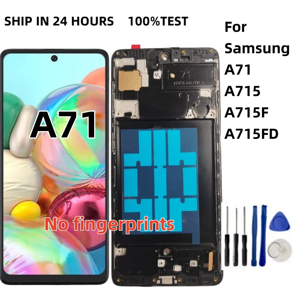 Высокое качество A71 для Samsung Galaxy A71 A715 A715F A715FD ЖК-дисплей цифровой сенсорный экран с заменой рамки 100% тестирование