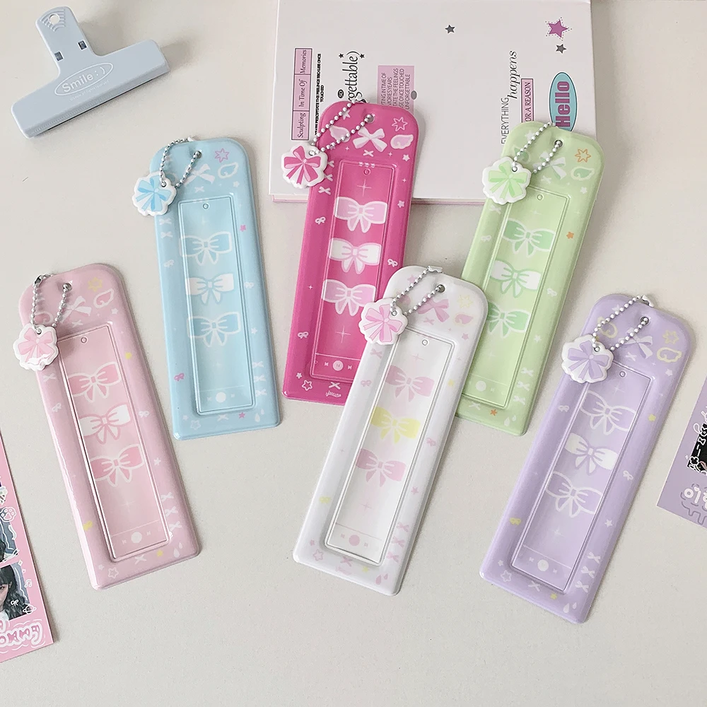 Cartoon Bow Life Four Grid Card Set with Pendant, Star Chaser Vertical Four Grid Card Set, Hollow Head Sticker Card Set