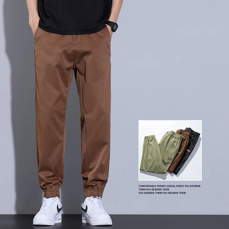 2025 Newest Men Ice Silk Quick Dry Cooling Breathable Loose Fit Casual Tapered Joggers Pants for Outdoor Workout Running Comfort