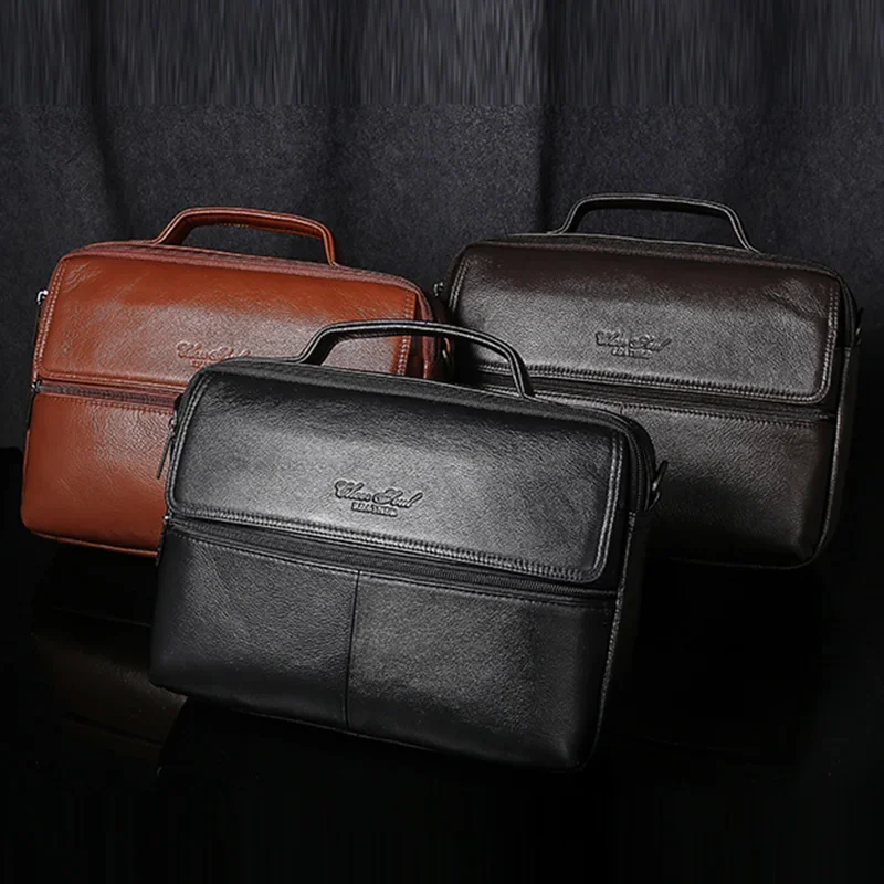 Genuine Leather Men Messenger Cross Body Toge Bags Business Natural Skin Male Briefcase Sinlge Shoulder Top Handle Bag Handbag