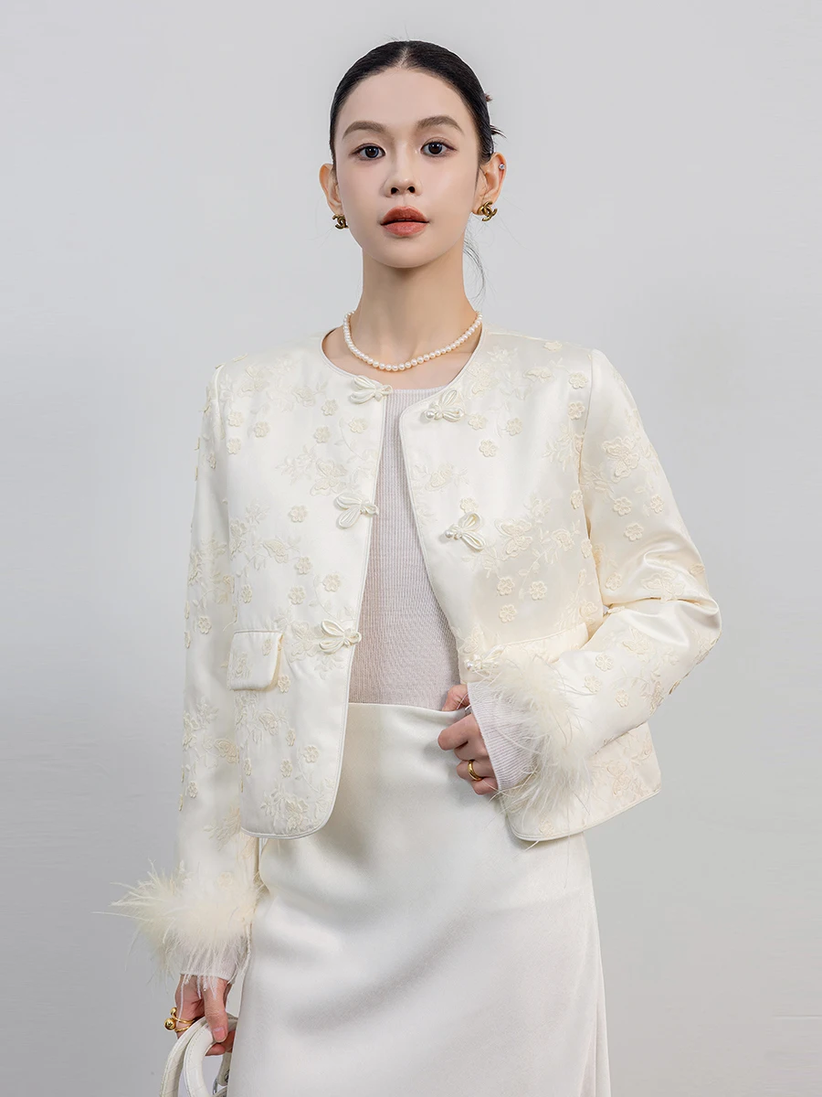 

Miss Snail Chinese Sle Тяжелый пуховик с вышивкой Jaet Легкая женская верхняя одежда Стеганое пальто Du down Commute Sle