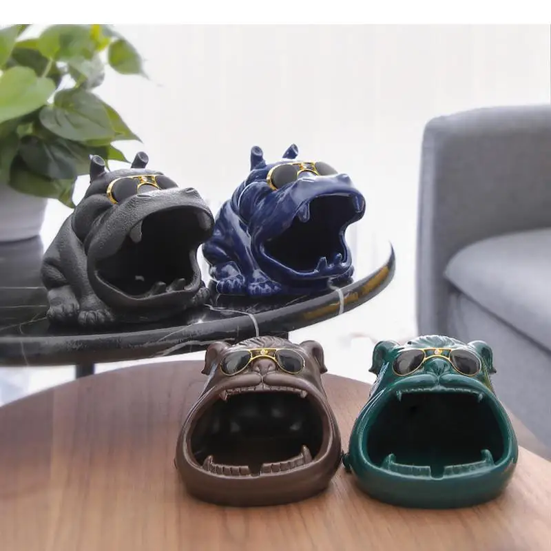 Cartoon Dog/hippo Ceramic Ashtray Anti-fly Ash Storage Box Decorative Ornaments Soot Tray Decoration Furnishing Crafts