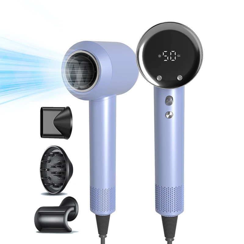 

2025 New Professional Salon Hair Dryers Negative Ion Brushless Blower Dryer Smart LED High Speed Hair Dryer for Home Travel