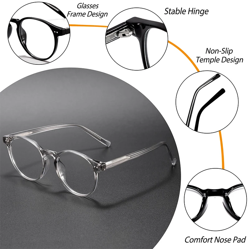 CATERSIDE Vintage Runde Männer Brille Rahmen Hochwertige Marke Design Anti Blau Licht Lesebrille Frauen Optische Rahmen – Detail 5