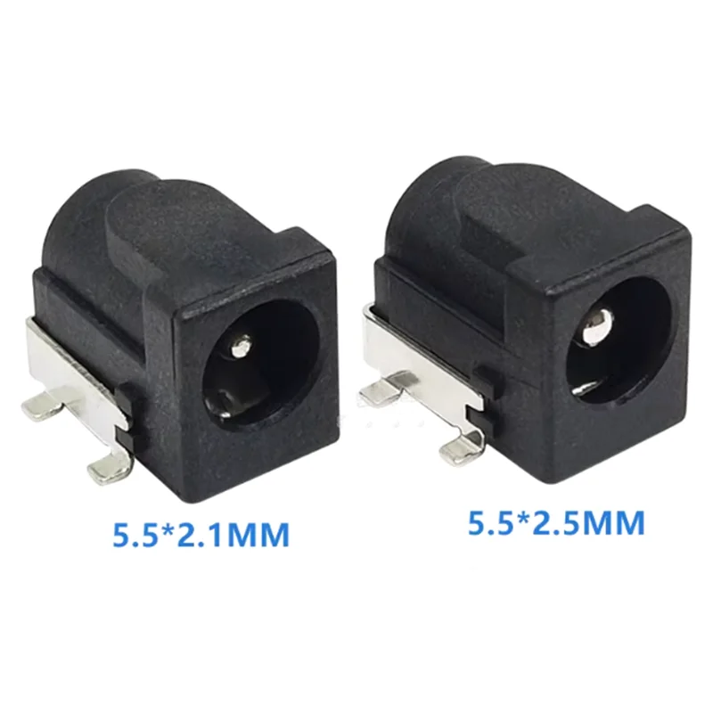 10Pcs SMD DC-005 DC-050 DC Power Jack Socket Connector DC005 5.5*2.1mm 5.5*2.5mm 2.1 / 2.5 socket Round the needle Black New