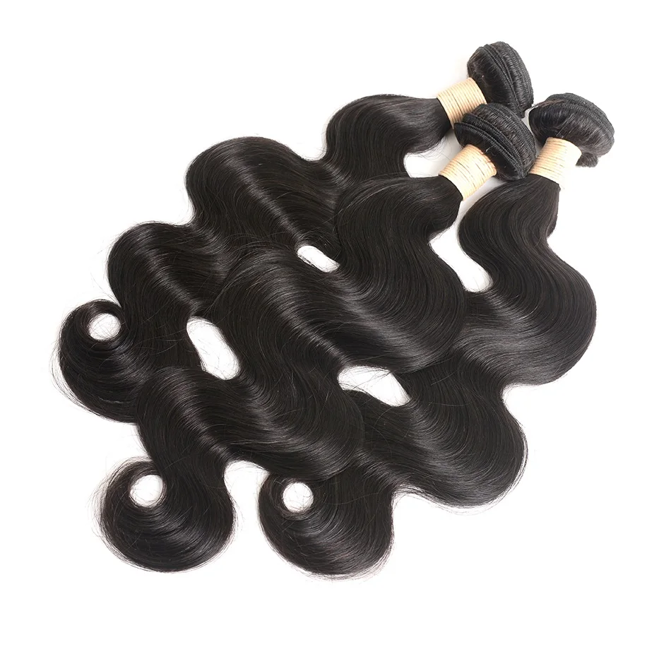 Virgin Unprocessed Body Wave Human Hair Bundles 12A Peruvian 100% Raw Human Hair Extensions 1/3 Pcs Natural Black