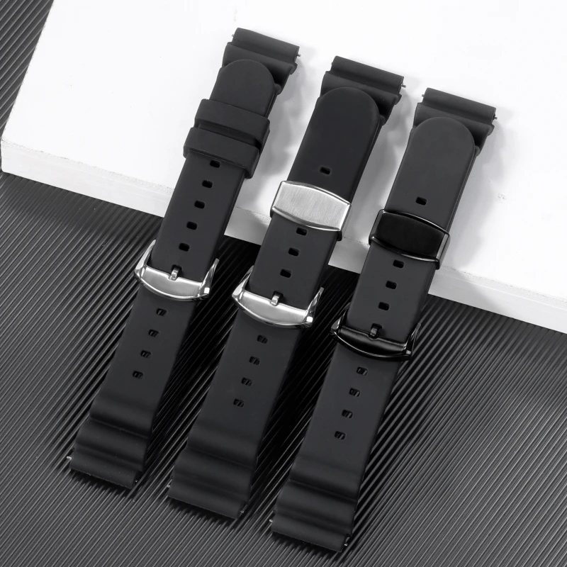 Silicone Watch Band 20 22mm for Seiko Diving SKX 007 009  Abalone Canned Waterproof Sports Strap Ring Clasp Pin Buckle Withlogo