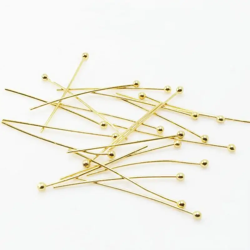 Wholesale 14k Gold Color Brass Metal Ball Head Pin For Jewelry Making Beading Pins Findings Supplies DIY Make Jewelry