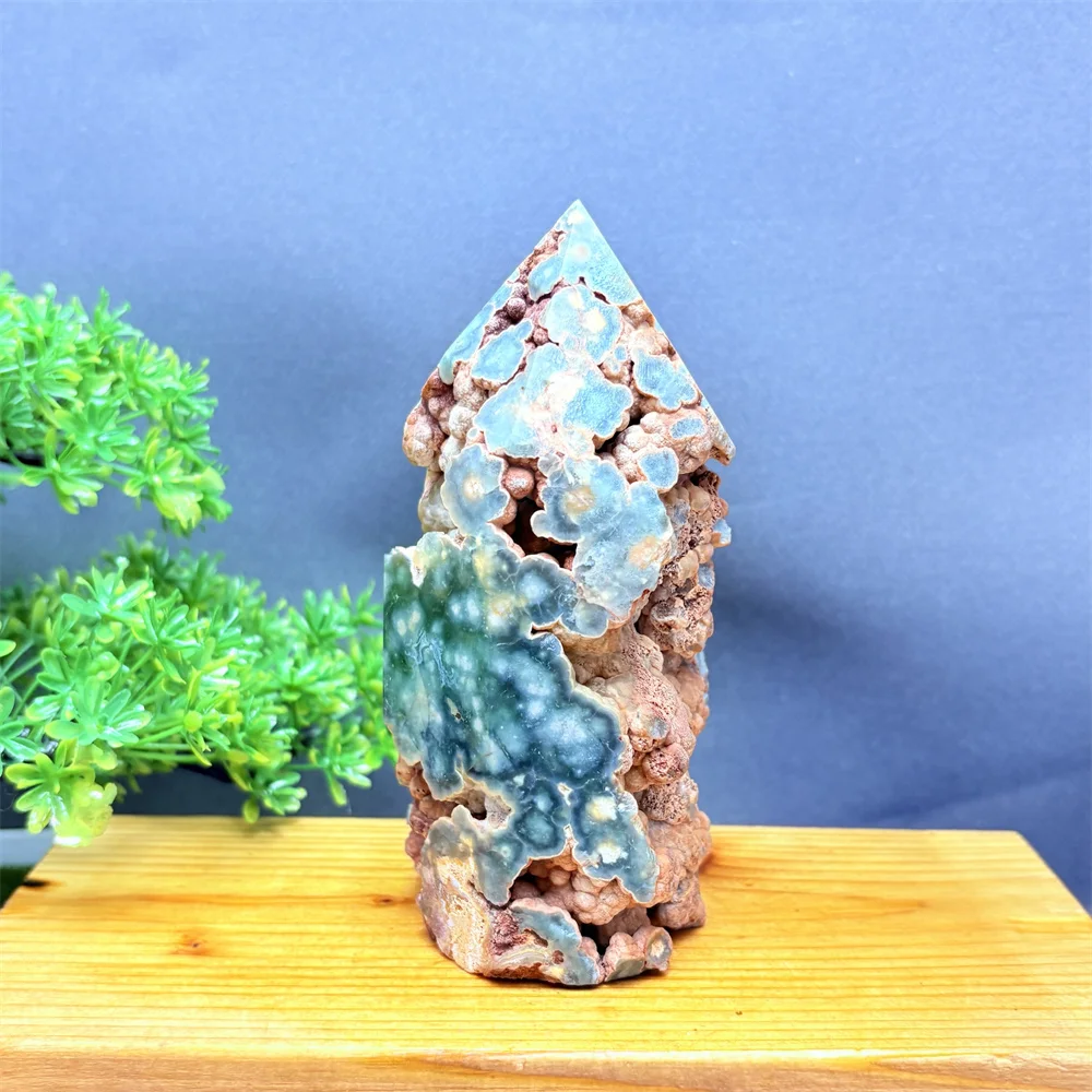 Natural Stone Grape Agate Tower Polished Crystal Wand Reiki Healing Obelisk for Room Decor Gift