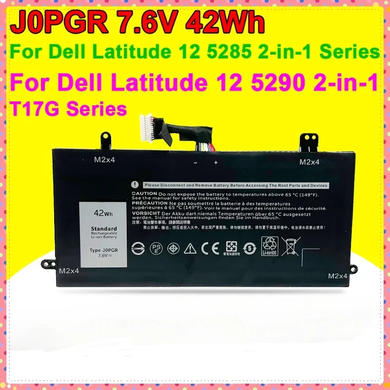 

J0PGR Laptop Battery For Dell Latitude 12 5285 5290 2-in-1 Series JOPGR T17G X16TW 1WND8 7.6V 42Wh Replaceable Batteries