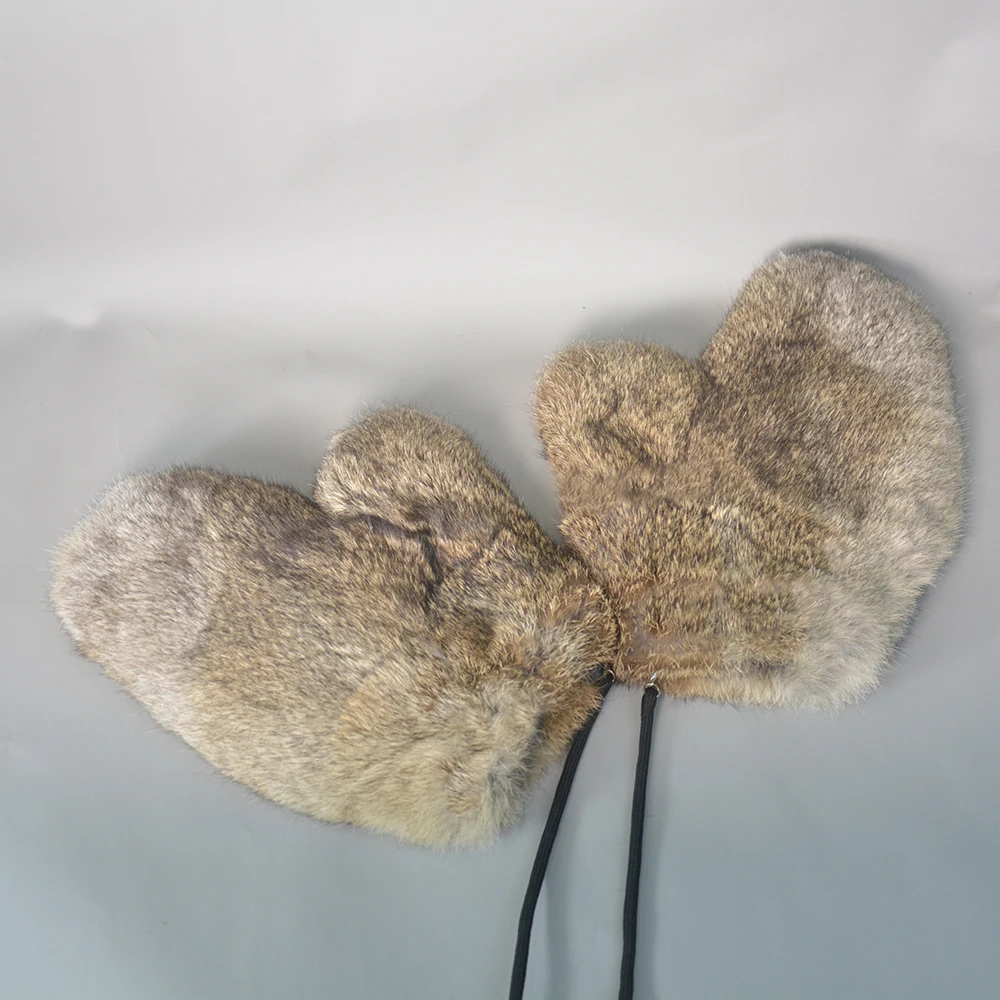 New Arrival Female Natural Rabbit Fur Gloves Knitted Warm Real Rabbit Fur Mittens Women Winter Outdoor Rabbit Fur Gloves