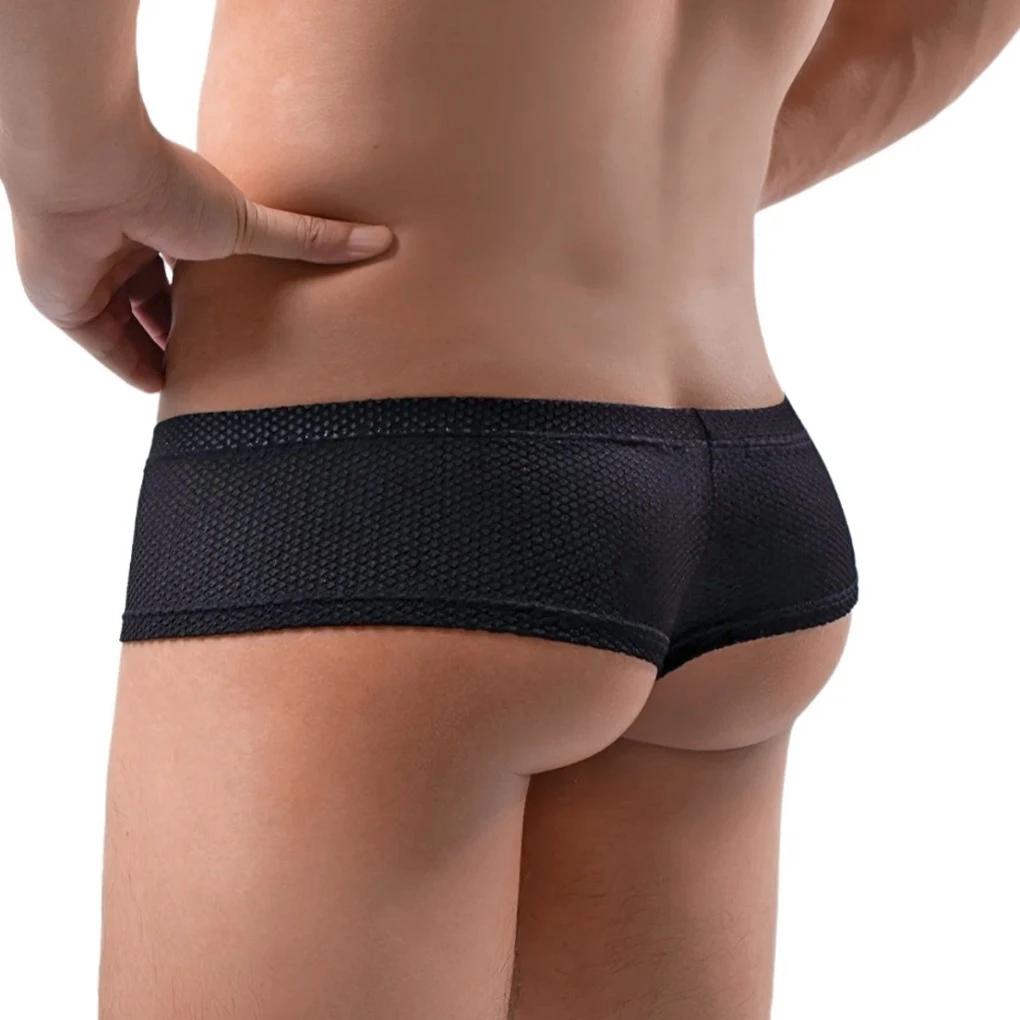 

Men Brazilian Underwear Breathable Low Waist Mesh Boxer Sexy Pouch Lingerie Adult Bikini Man Inner Wears Male Panties