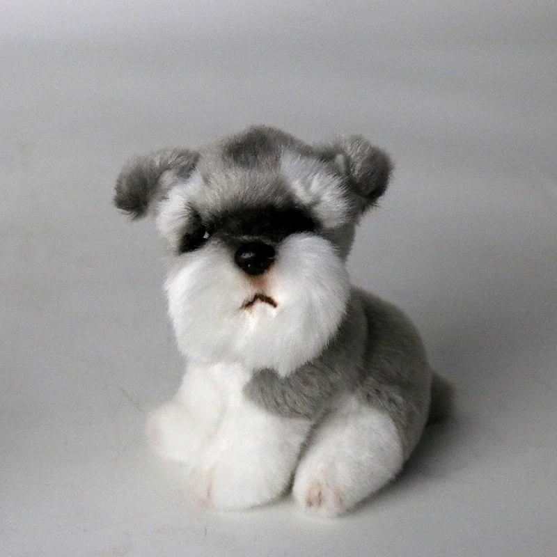 9cm 3 1/2 inch Cute Small Schnauzer Puppy Lifelike Dog Plush Toy Soft Home Decoration Fluffy Adorable Birthday Gift for Children