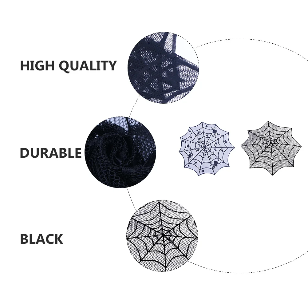

2Pcs Black Lace Spider Web Table Mats Halloween Decorations for Festive Atmosphere Spider Tablecloths Halloween Tablecloths