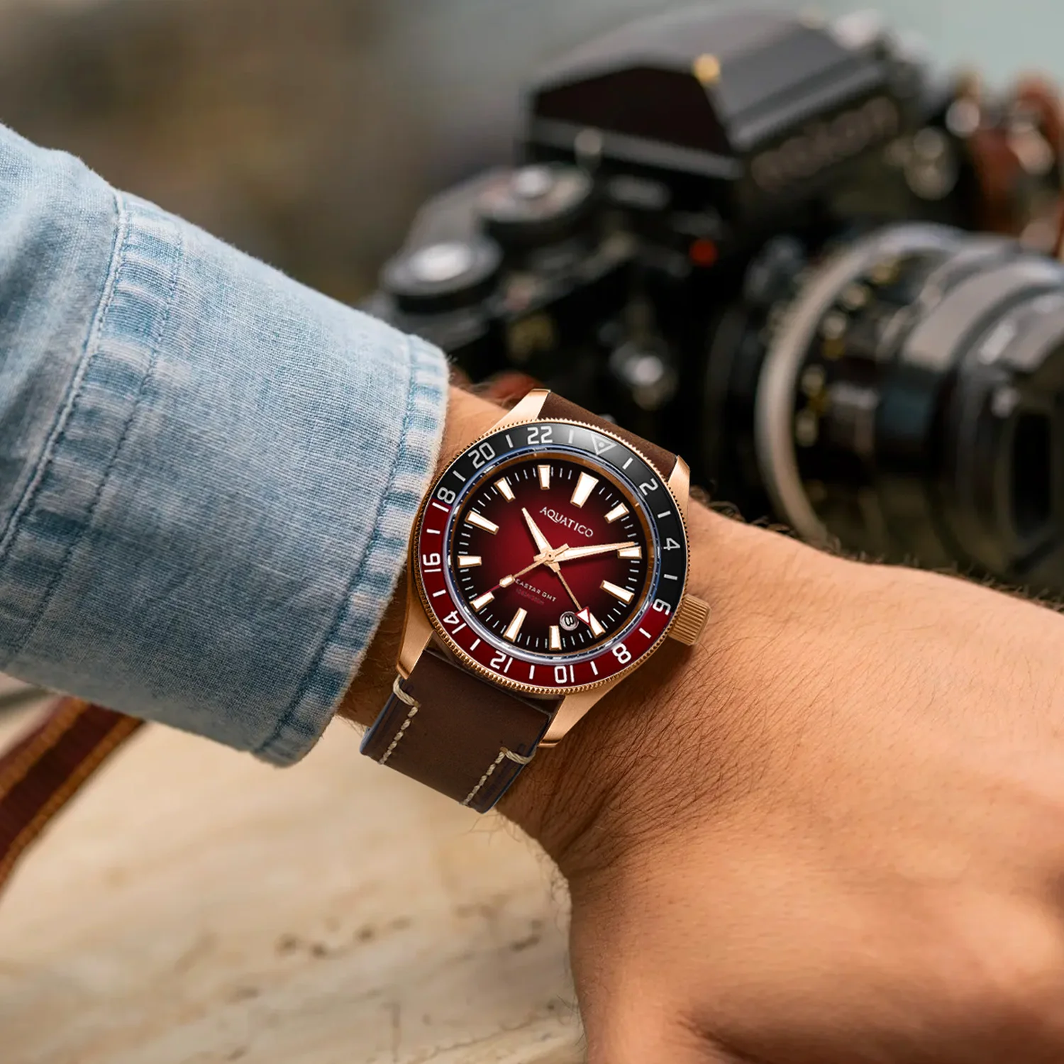 Bronze Sea Star GMT Red Dial Red  Bezel Inlay