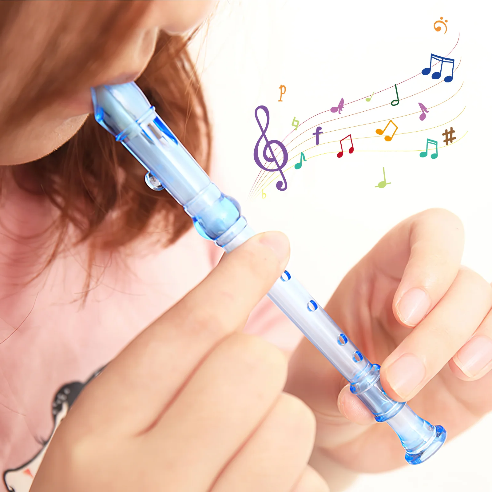 Flûte à bec translucide pour enfants, instrument de musique soprano, jouet, 12 pièces