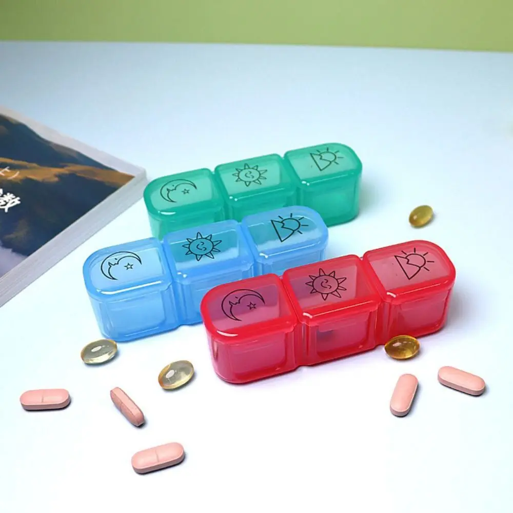 Mini Weekly Pill Organizer Multifunction Waterproof Sub-Packing Pill Box Dust Prevention Three Grids Medicine Box Travel