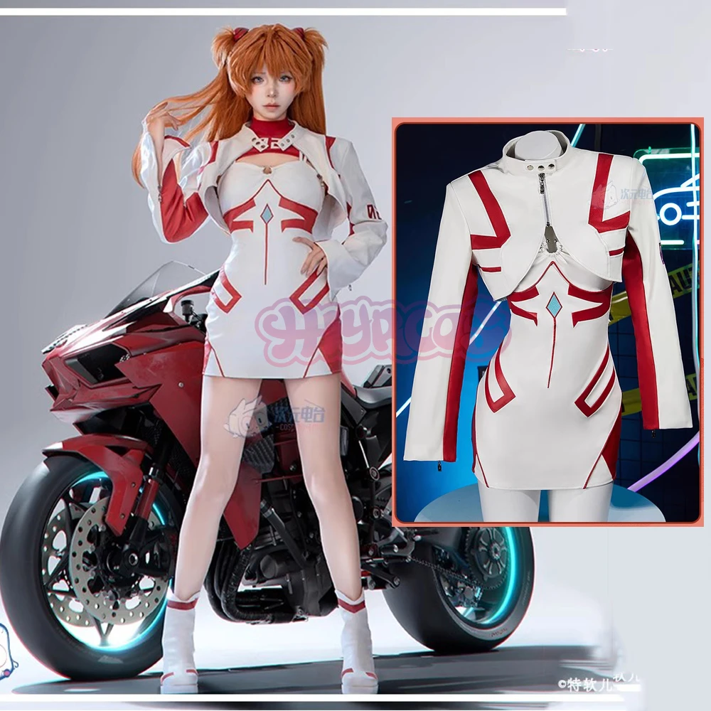 Asuka Cosplay EVA Asuka Langley Soryu Doujin traje de carreras Cosplay uniformes conjuntos peluca Anime Cosplay accesorios y zapatos