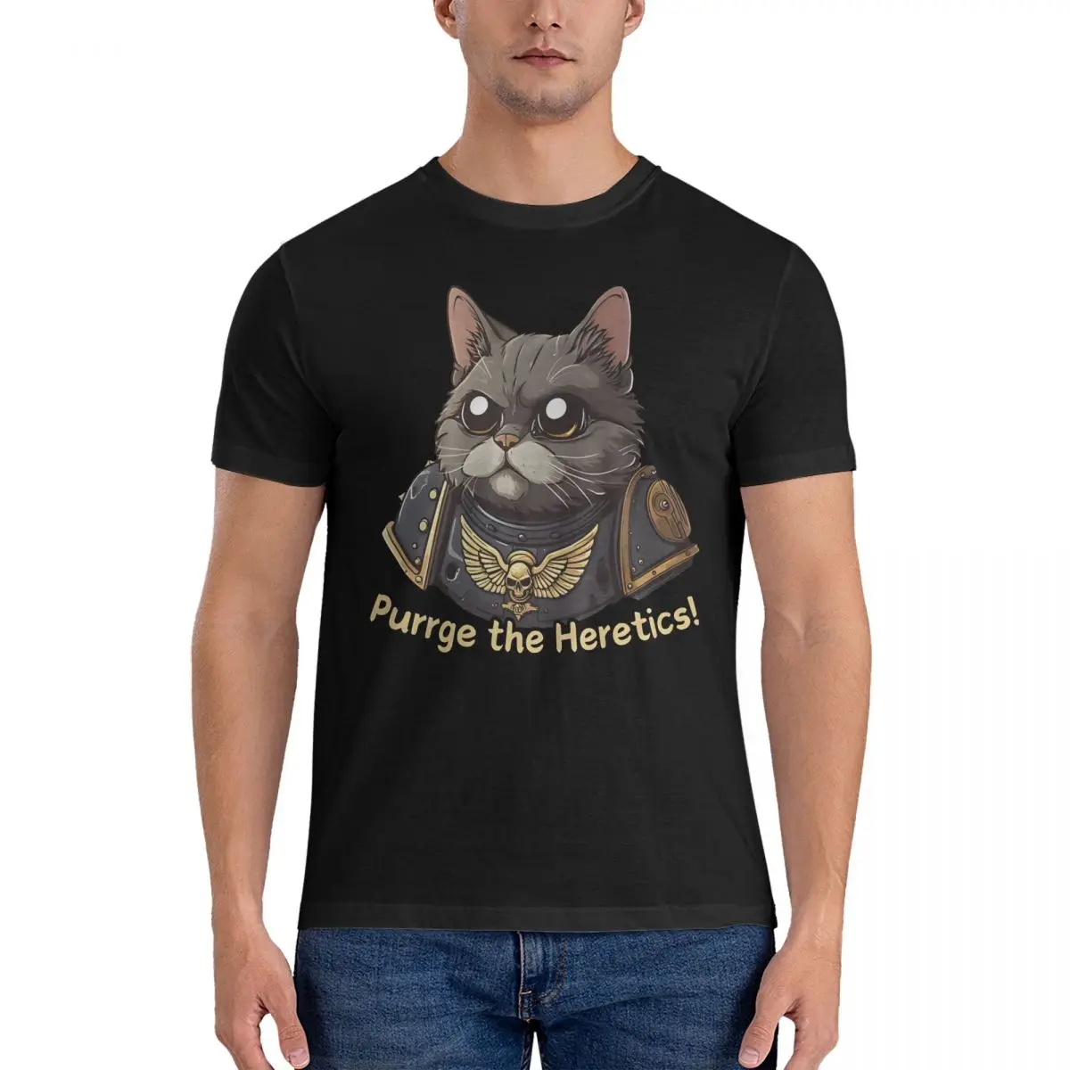 Purrge The Heretics T-Shirts for Men W-Warhammer 40k Novelty 100% Cotton Tees Crewneck Short Sleeve T Shirts 4XL 5XL Tops