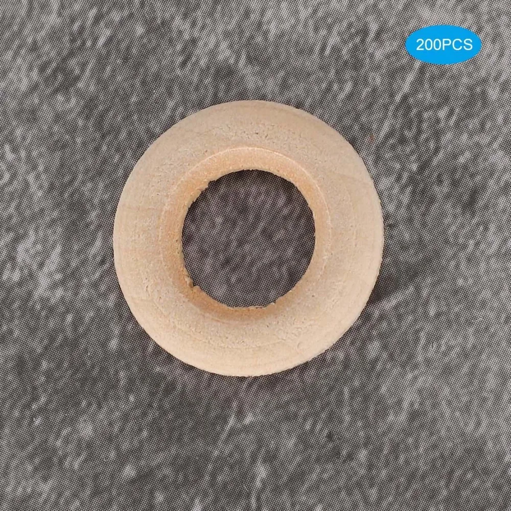 200pcs Beautiful 20mm Size Wooden Rings Smooth Surface Log Color DIY Crafts Accessory Jewelry Making Pendant Connectors