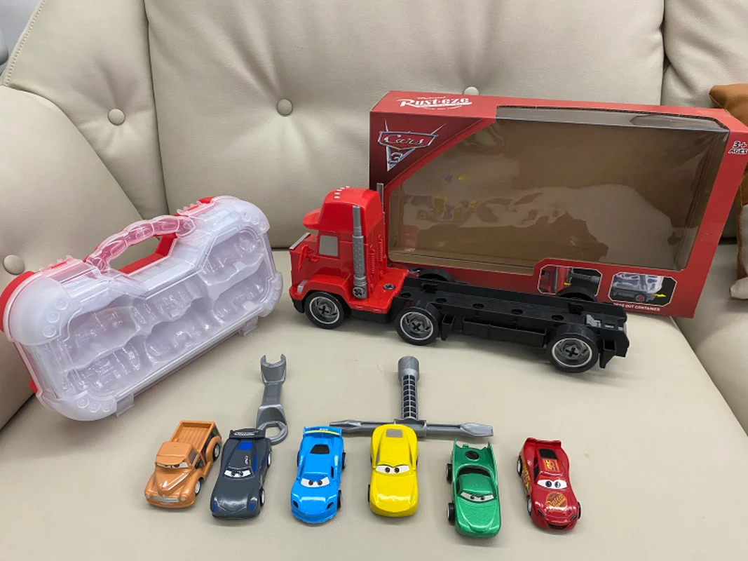 

Disney Pixar Cars Set Lightning Mcqueen Truck and 6 Cars Alloy Plastic Toy Model Set Kids Birthday Gift Toys