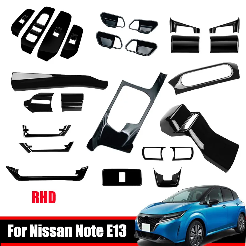 

RHD For Nissan Note E13 2020 2021 2022 ABS black interior accessoires window lift switch cover gear shift panle air vent cover