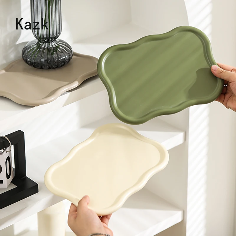 

Simple and Irregular Ceramic Tray Modern Decor Living Room Foyer Organizer Storage Trays Decorative Jewelry Cosmetic Tray