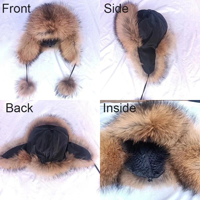 Real Women Fox Fur Hat With earflap Warm Winter Ladies Thick Real Raccoon Fur Hats 2018 New Hot sale Russia Geunine Fox Fur Cap