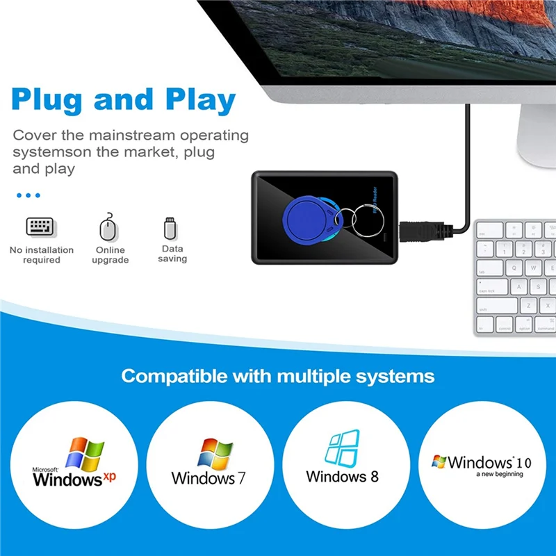 

N75R-RFID NFC Copier Duplicator 13.56Khz Key Fob NFC Smart Card Reader Writer 13.56Mhz Encrypted Programmer USB UID T5577 Spare