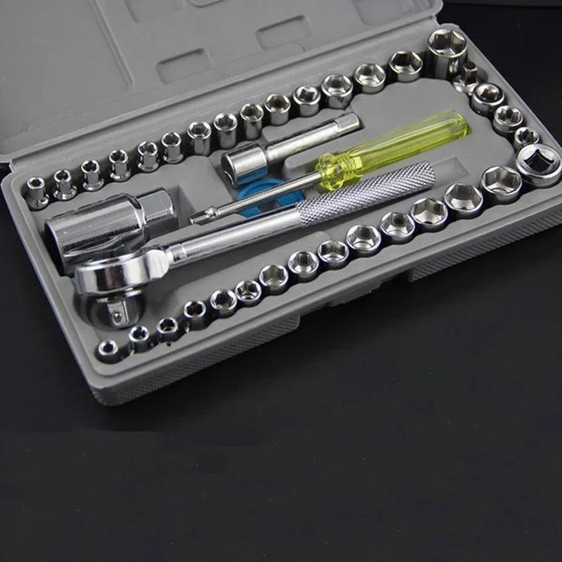 Completo Ratchet Key Sets Chave Hexagonal Socket Wrench Grupo Kit de Ferramentas da Motocicleta Oficina Ferramenta de Mão Universal 40 Pcs Profissional