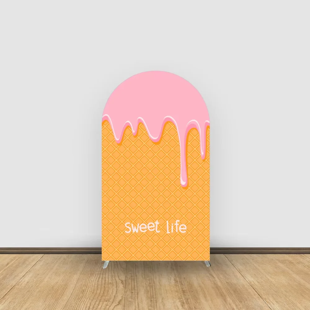 Mehofond-telón de fondo con arco de helado rosa, cubierta para fiesta de cumpleaños de niñas, decoración para Baby Shower, fondo Chiara de 2 lados