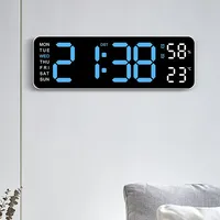 Large Digital Wall Clock Temperature and Humidity Week Display Brightness Adjustable Electronic LED Table Alarm Clock 12/24H