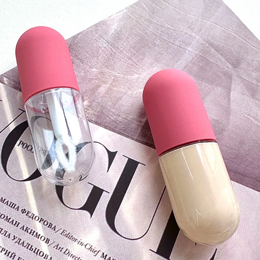 5 pz 4.5 ml Lip Smalto Tubo Vuoto Mini Piccola Capsula Trasparente Bottiglia Circolare con Gomma Trasparente Rossetto di Plastica Tubo Vuoto