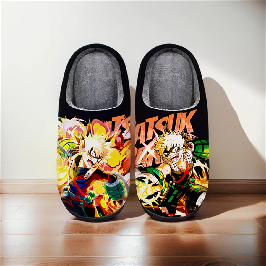 Anime Cartoon Home Slippers My Hero Academia Todoroki Shoto Winter Warm Slippers For Man Woman Boy Girl Unisex Halloween Gift