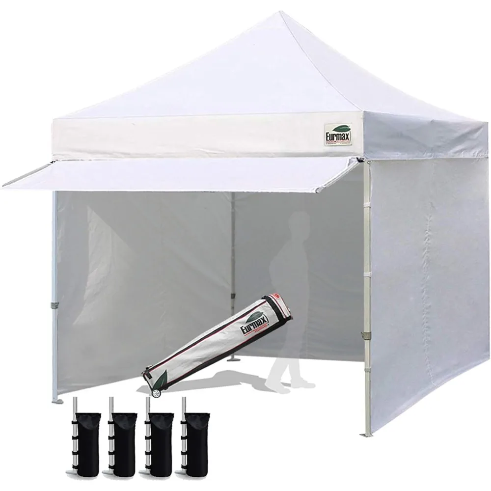 

10 x 10 Pop up Canopy Commercial Tent Outdoor Party Canopies with 4 Removable Zippered Sidewalls and Roller Bag Bonus