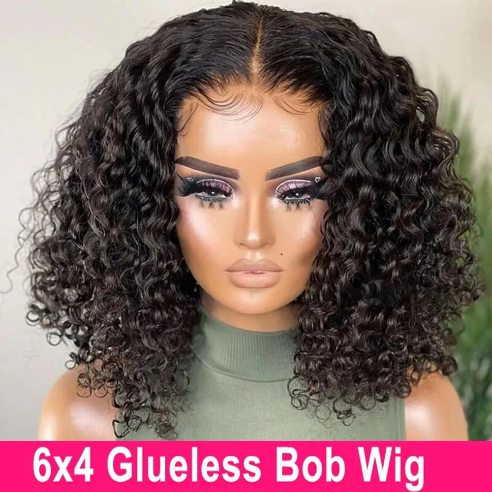 6x4 Pre Cut Glueless Human Hair Wig Deep Wave Human Hair Wig 4x6 Glueless Wig Human Hair Ready To Wear Deep Wave Wig Preplucked