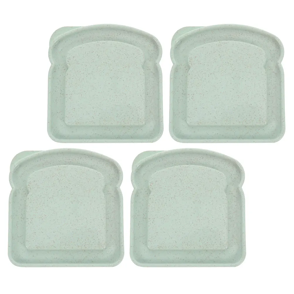 

4pcs S wich Box Bread Containers Large Reusable Airtight Food Storage Green Dessert Plates Snack Boxes Lunch Containers Kitchen