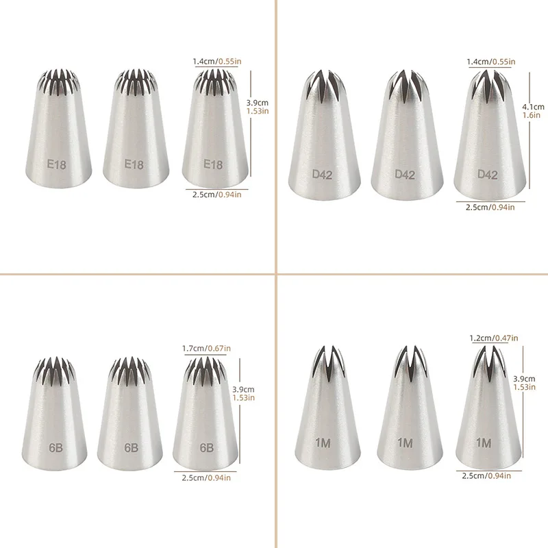 3pcs same medium Icing Piping Nozzles For Decorating Cake Baking Cookie Cupcake Stainless Steel Pastry Tips Rose Puff