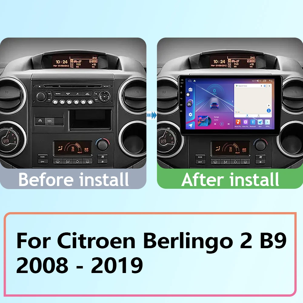 Car Auto For Citroen Berlingo 2 B9 2008 - 2019 Android Radio Carplay 4G GPS Navigation Multimedia Stereo Player No 2din DVD WIFI