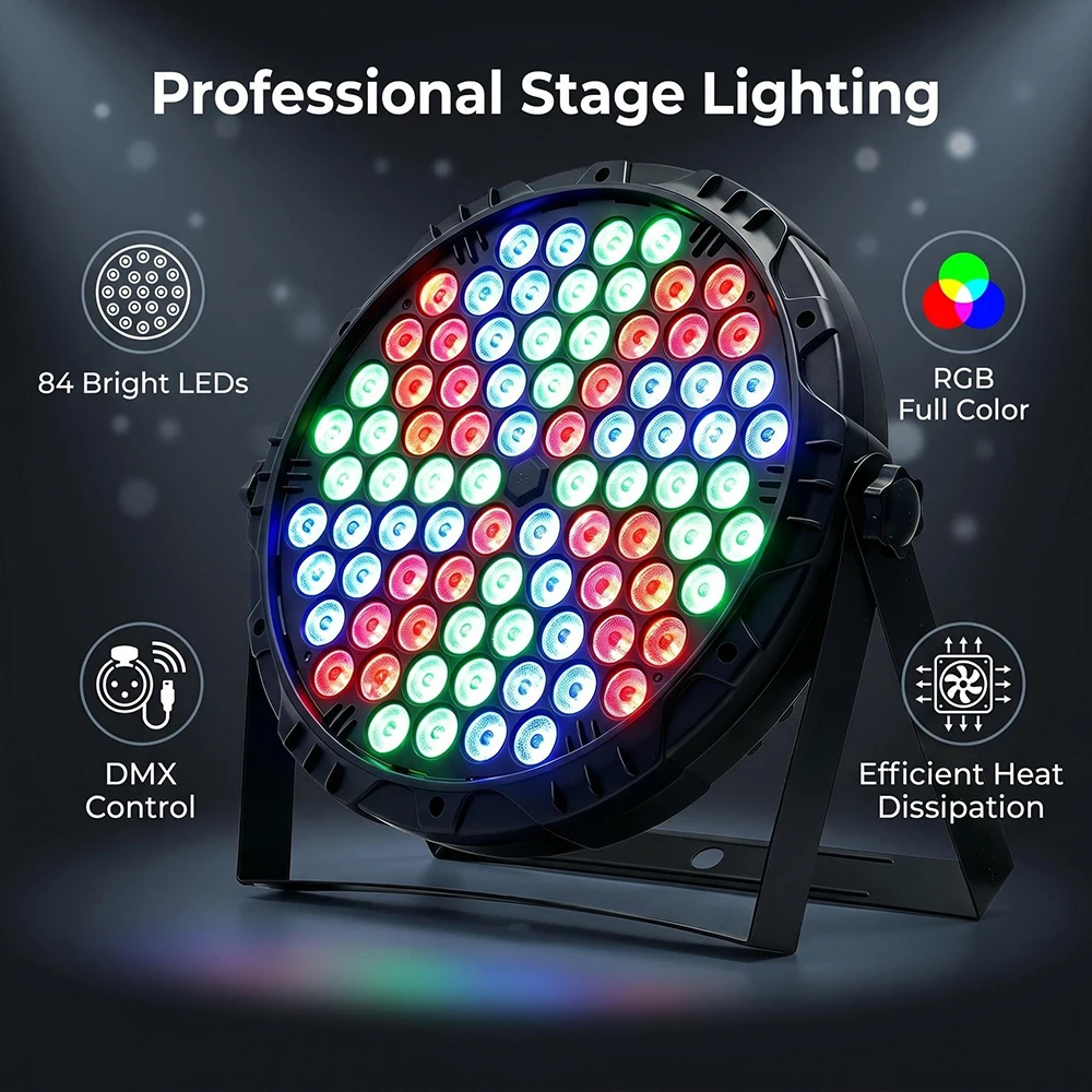 DAGTOUZ 1 2 4 8PCS 84 LED RGB  - Audio Music Dj ulasan dan harga