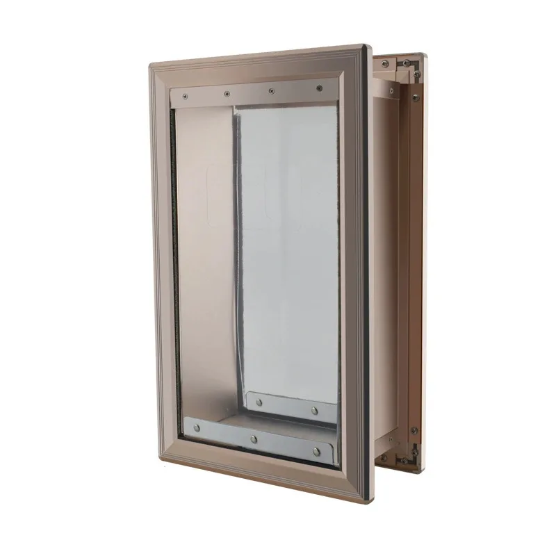 

New Aluminum Pet Dog Door Auto Reset Wall Mounted Free Entry Exit Gate for Dogs