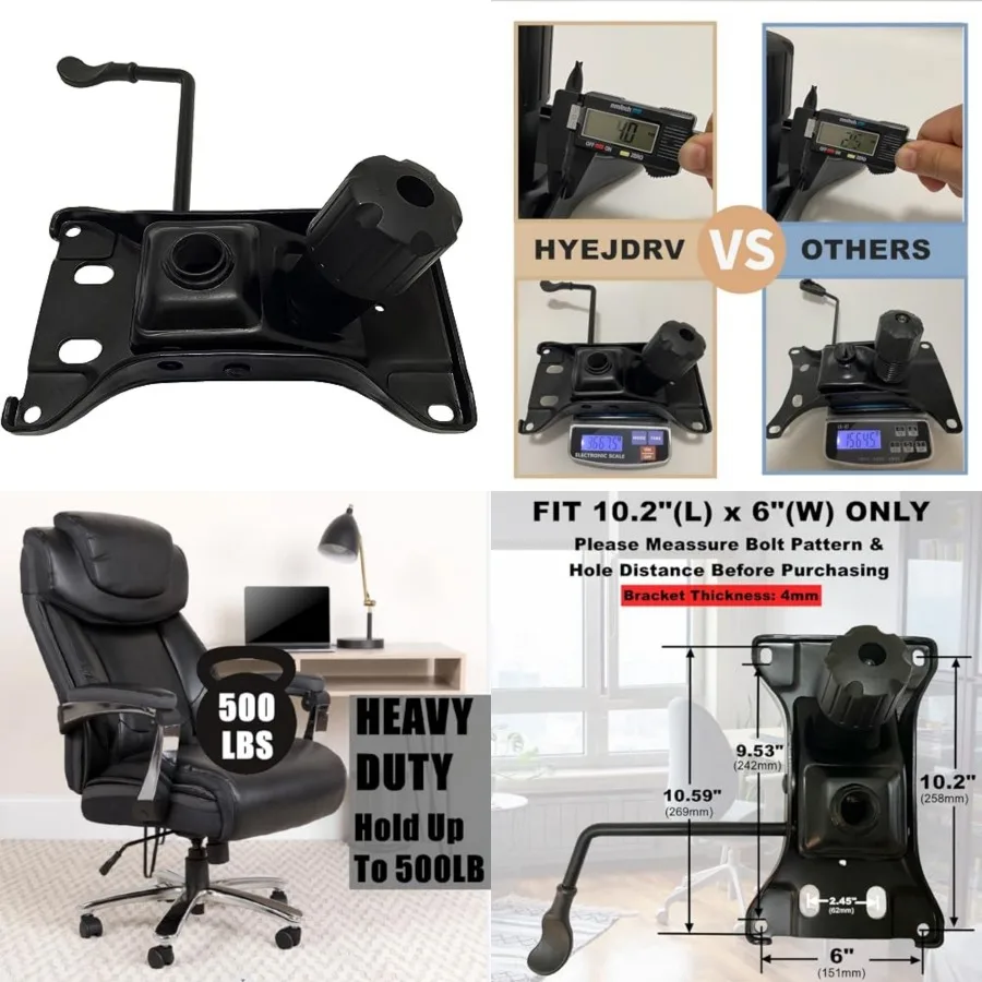 

Heavy Duty 500LBs Office Chair Tilt Control Mechanism Replacement Parts, Office Chair Swivel Tilt Base W/6" x 10.2" Mounting Ho