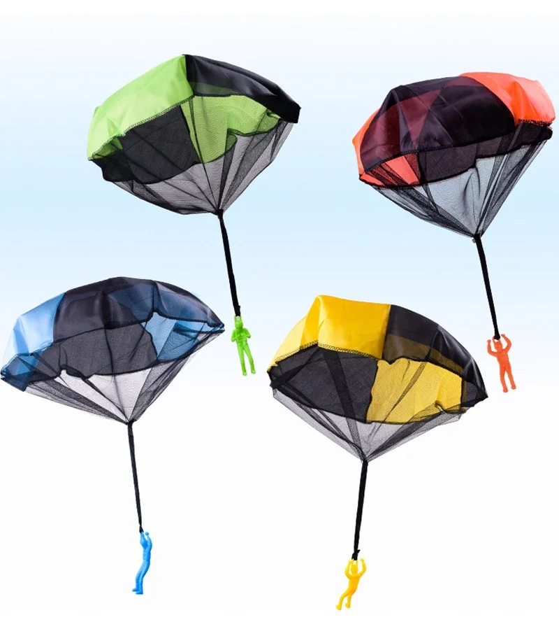 Kids Outdoor Parachute Toy Hand-Thrown Sports Game Set for Boys with Soldiers Ideal for Sensory Play Gifts