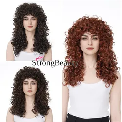 Strong Beauty Synthetic Hair Long Curly Blonde Brown Black Wigs Cosplay Wigs For Woman