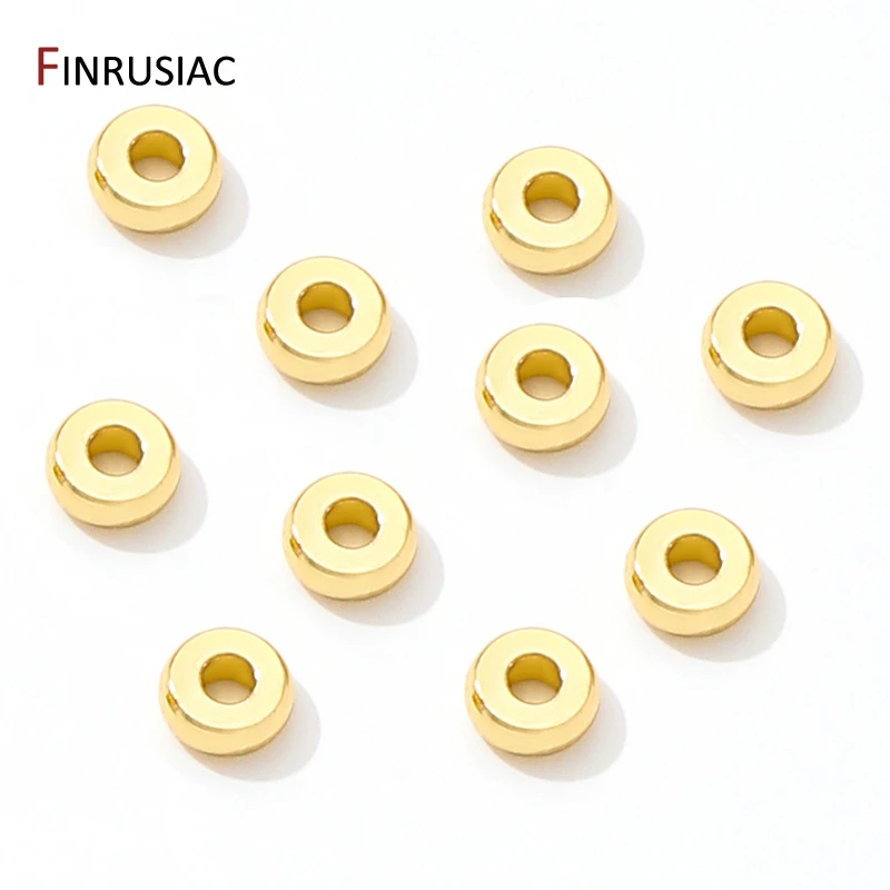 18K Gold Plated Brass Flat Spacer Beads For Bracelet Making Jewelry Fittings,Separators For Beads,DIY Jewellery Making Supplies