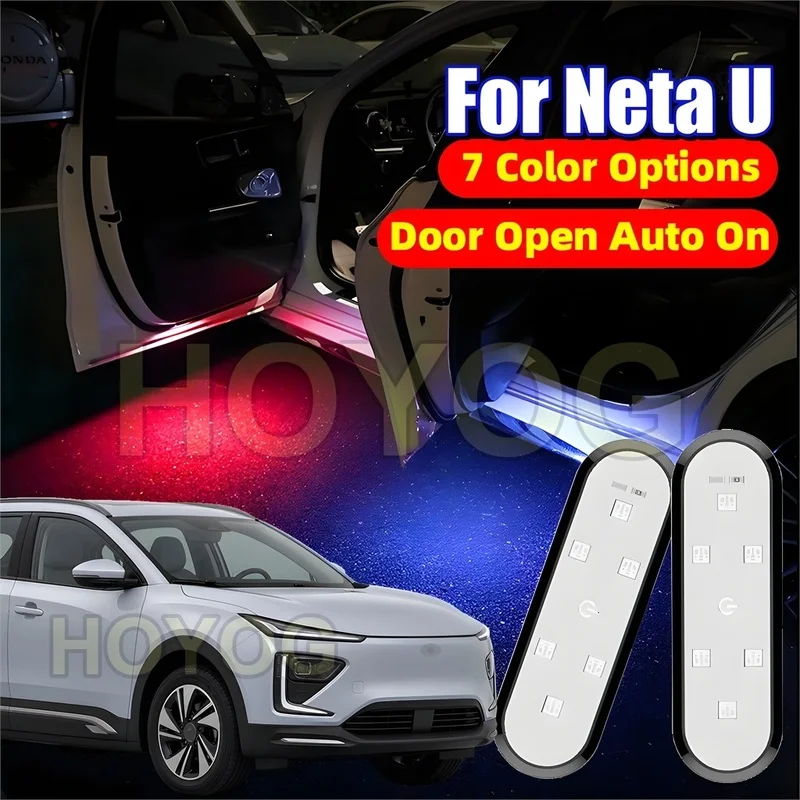 Fit for Neta U 2020-2025 USB Rechargeable Wireless LED Car Door Welcome Lamp featuring a Magnetic Sensor