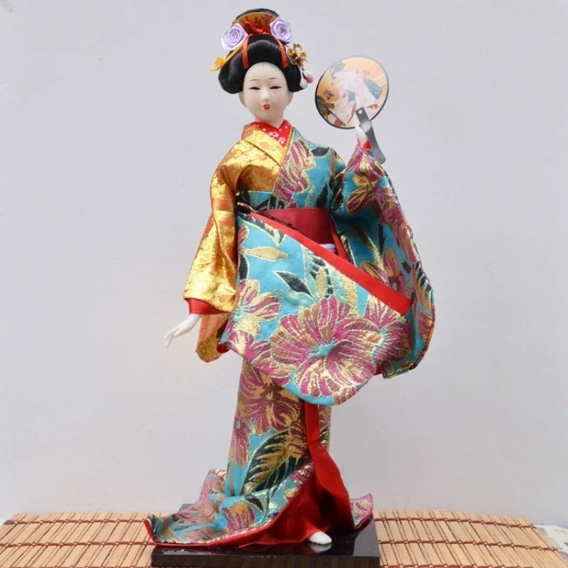 Japanese Style Geisha Doll Kimono Doll Decoration Desktop Adornment Handmade Geisha Statuette 3D Geisha Doll 16Inch