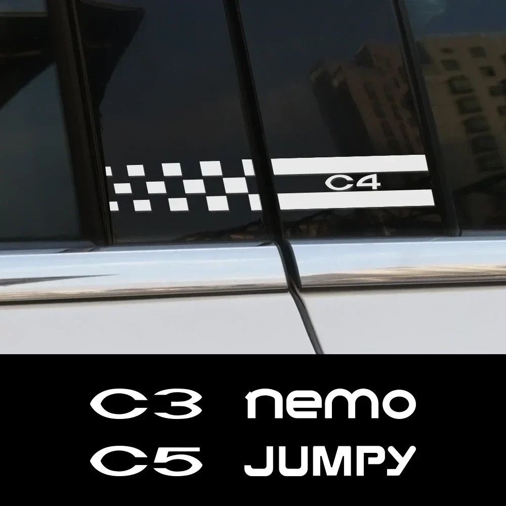 2Pcs Car B Pillar Decal Stickers For Citroen C1 C2 C3 C4 C4L C5 C6 C8 C-ELYSEE VTS Xsara C-Crosser Berlingo Jumpy Nemo Picasso