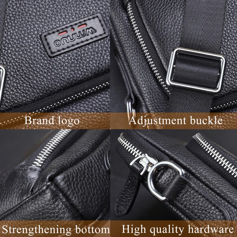 Wmnuo-Bolso de hombro de marca para hombre, bandolera de piel de vaca auténtica coreana, bolso de mano de diseñador